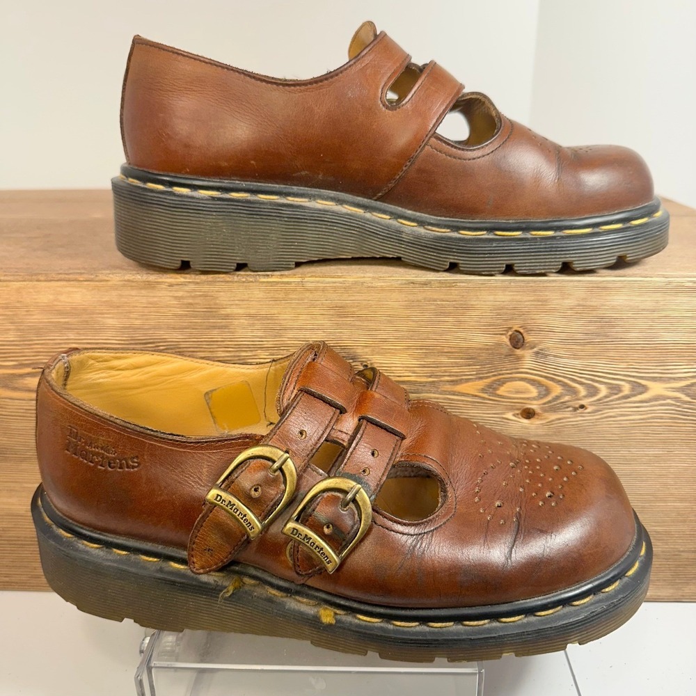 VTG Dr Martens 8065 Leather Mary Jane Shoes Womens 5 UK US 7 Grunge Y2K England